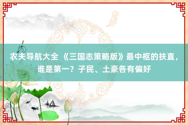 农夫导航大全 《三国志策略版》最中枢的扶直,谁是第一?子民、土豪各有偏好