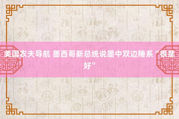 美国农夫导航 墨西哥新总统说墨中双边陲系“很是好”
