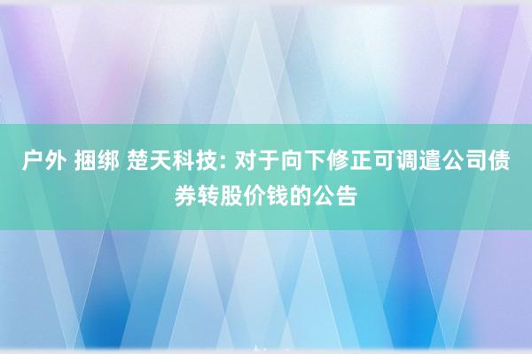 户外 捆绑 楚天科技: 对于向下修正可调遣公司债券转股价钱的公告