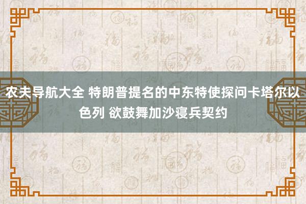 农夫导航大全 特朗普提名的中东特使探问卡塔尔以色列 欲鼓舞加沙寝兵契约