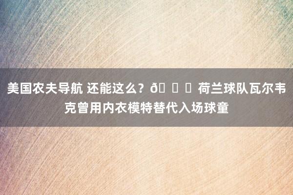 美国农夫导航 还能这么？😂荷兰球队瓦尔韦克曾用内衣模特替代入场球童