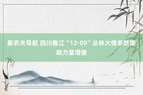 新农夫导航 四川雅江“12·09”丛林火情多数援助力量增援