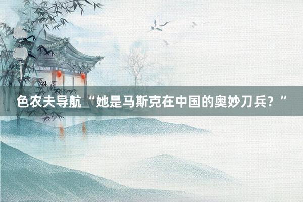 色农夫导航 “她是马斯克在中国的奥妙刀兵？”