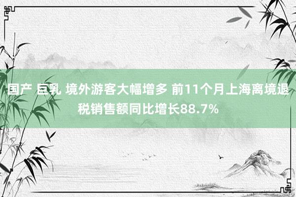 国产 巨乳 境外游客大幅增多 前11个月上海离境退税销售额同比增长88.7%