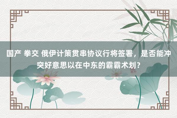 国产 拳交 俄伊计策贯串协议行将签署，是否能冲突好意思以在中东的霸霸术划？