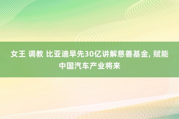女王 调教 比亚迪早先30亿讲解慈善基金， 赋能中国汽车产业将来