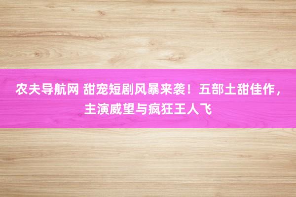 农夫导航网 甜宠短剧风暴来袭！五部土甜佳作，主演威望与疯狂王人飞