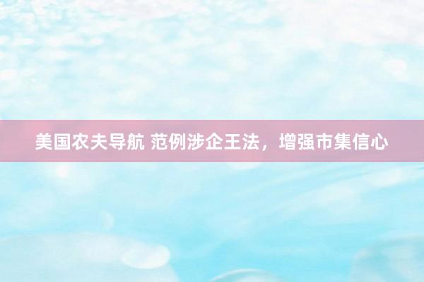 美国农夫导航 范例涉企王法，增强市集信心