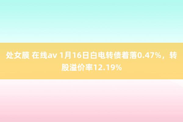 处女膜 在线av 1月16日白电转债着落0.47%，转股溢价率12.19%