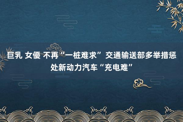 巨乳 女優 不再“一桩难求” 交通输送部多举措惩处新动力汽车“充电难”
