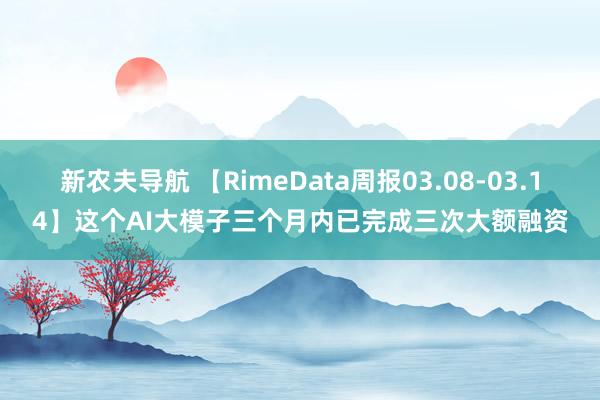 新农夫导航 【RimeData周报03.08-03.14】这个AI大模子三个月内已完成三次大额融资
