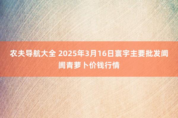 农夫导航大全 2025年3月16日寰宇主要批发阛阓青萝卜价钱行情