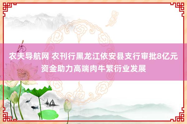 农夫导航网 农刊行黑龙江依安县支行审批8亿元资金助力高端肉牛繁衍业发展