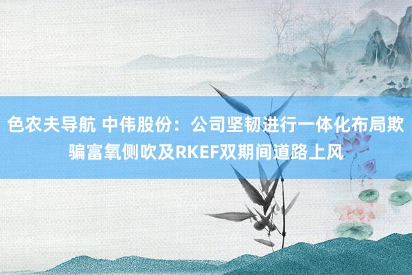 色农夫导航 中伟股份：公司坚韧进行一体化布局欺骗富氧侧吹及RKEF双期间道路上风