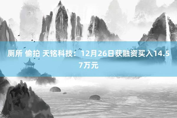 厕所 偷拍 天铭科技：12月26日获融资买入14.57万元