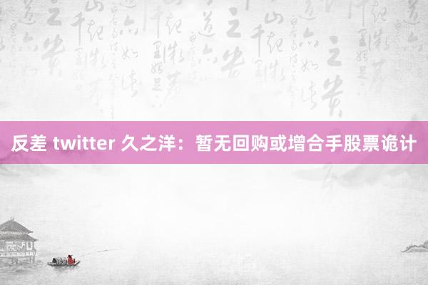 反差 twitter 久之洋：暂无回购或增合手股票诡计