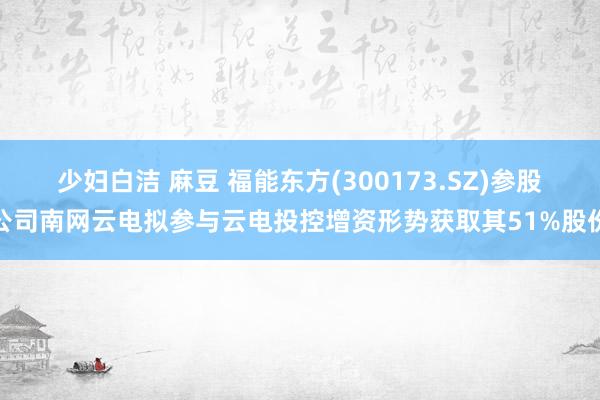少妇白洁 麻豆 福能东方(300173.SZ)参股公司南网云电拟参与云电投控增资形势获取其51%股份