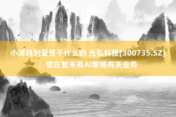 小泽玛利亚是干什么的 光弘科技(300735.SZ)：现在暂未有AI眼镜有关业务