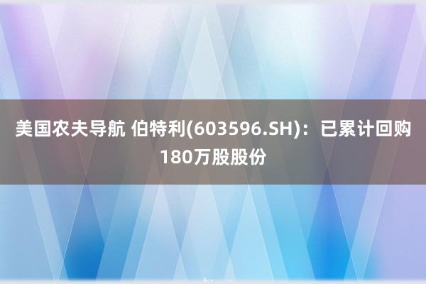 美国农夫导航 伯特利(603596.SH)：已累计回购180万股股份