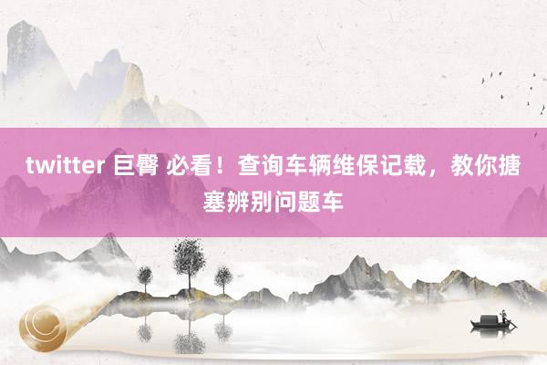 twitter 巨臀 必看！查询车辆维保记载，教你搪塞辨别问题车