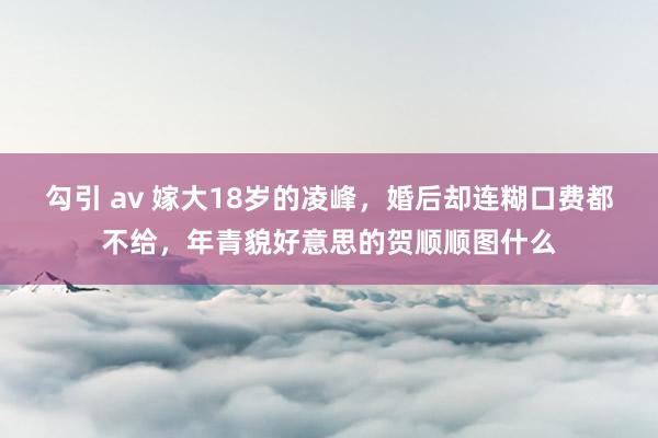 勾引 av 嫁大18岁的凌峰，婚后却连糊口费都不给，年青貌好意思的贺顺顺图什么