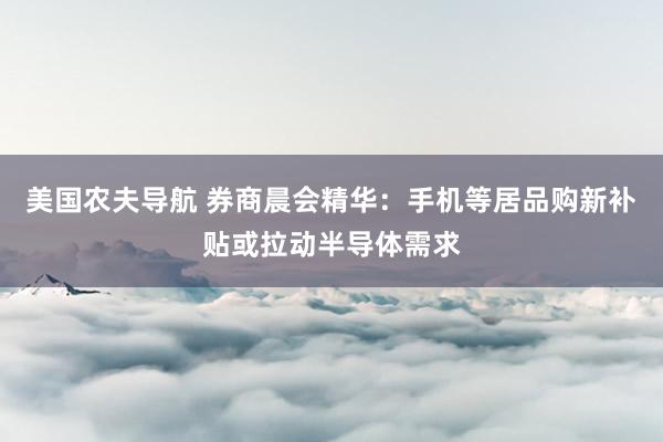 美国农夫导航 券商晨会精华：手机等居品购新补贴或拉动半导体需求