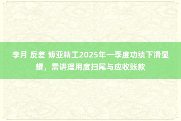 李月 反差 博亚精工2025年一季度功绩下滑显耀，需讲理用度扫尾与应收账款