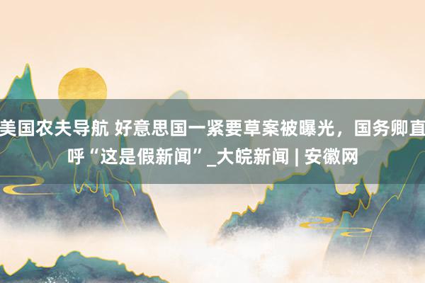 美国农夫导航 好意思国一紧要草案被曝光，国务卿直呼“这是假新闻”_大皖新闻 | 安徽网