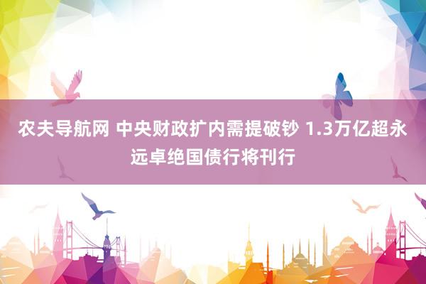 农夫导航网 中央财政扩内需提破钞 1.3万亿超永远卓绝国债行将刊行