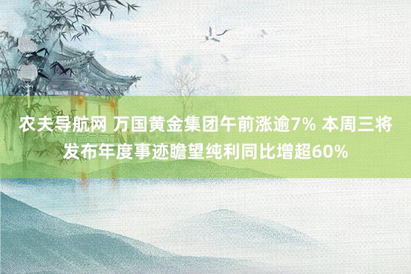 农夫导航网 万国黄金集团午前涨逾7% 本周三将发布年度事迹瞻望纯利同比增超60%