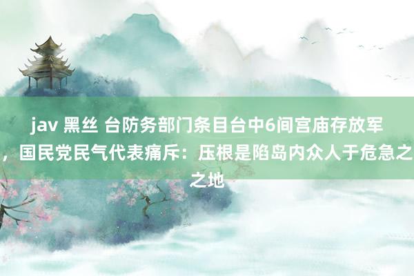jav 黑丝 台防务部门条目台中6间宫庙存放军火，国民党民气代表痛斥：压根是陷岛内众人于危急之地