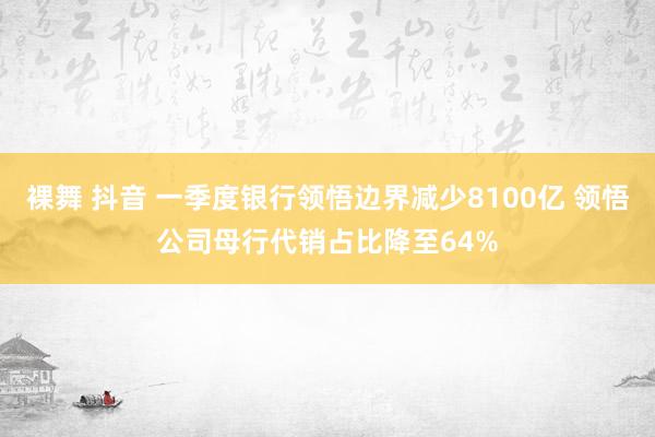 裸舞 抖音 一季度银行领悟边界减少8100亿 领悟公司母行代销占比降至64%